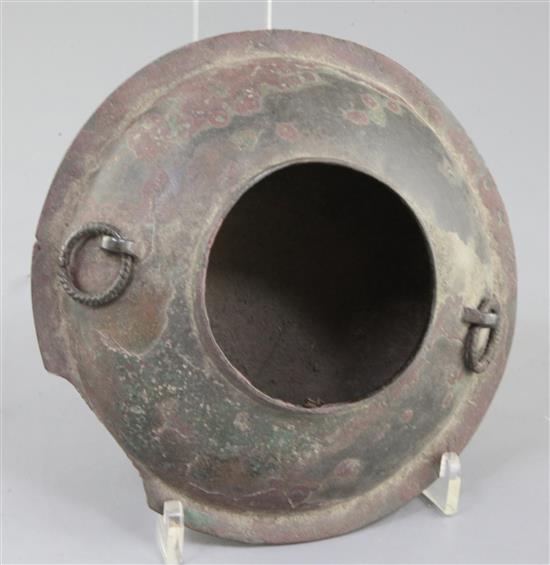 A Chinese archaic bronze steamer vessel, Zeng, Han dynasty, 206 B.C.-206 A.D., 16cm diameter, edge loss